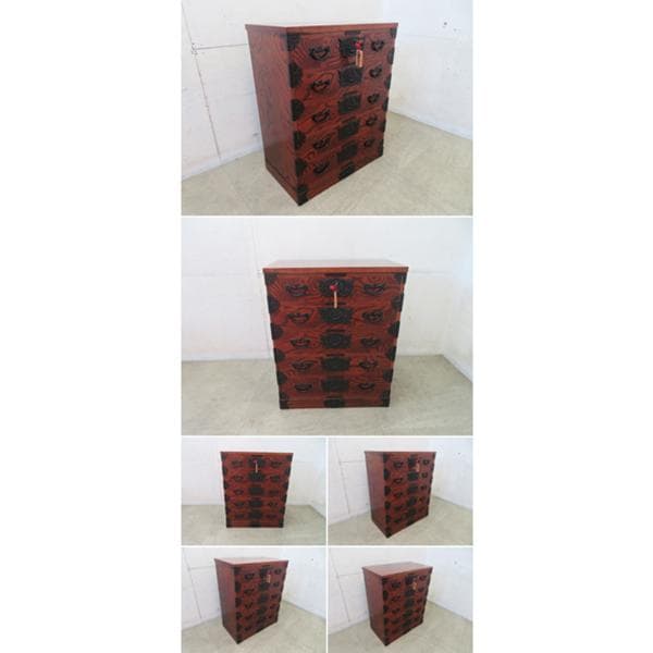 ■展示品■岩谷堂箪笥■伝統工芸品■拭漆■欅■整理箪笥■時代箪笥■5段■チェスト■