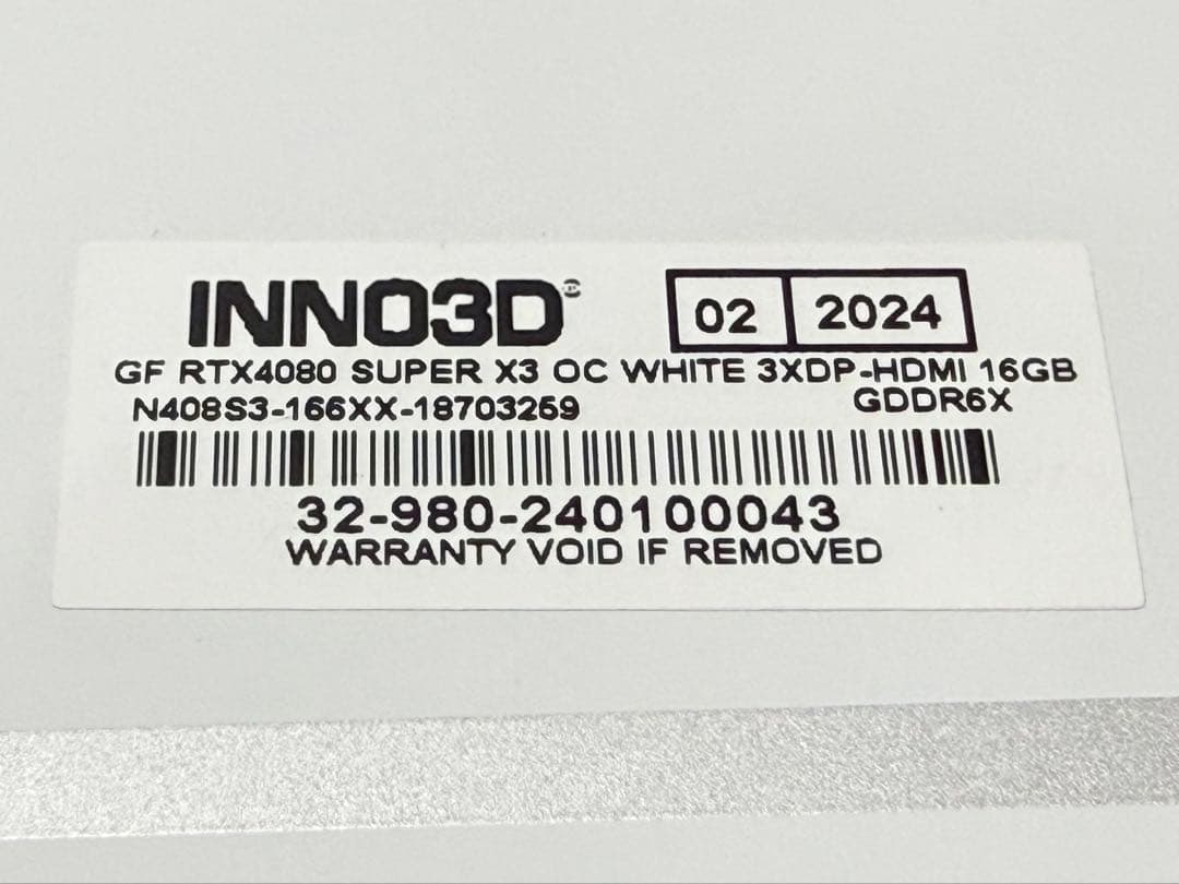 グラフィックボード・グラボ・ビデオカード INNO3D GeForceRTX 4080 SUPER X3 OC WHITE