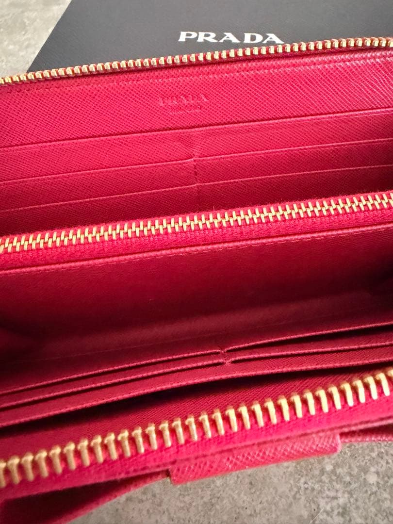 PRADA リボン　サフィアーノレザー 長財布　ピンク