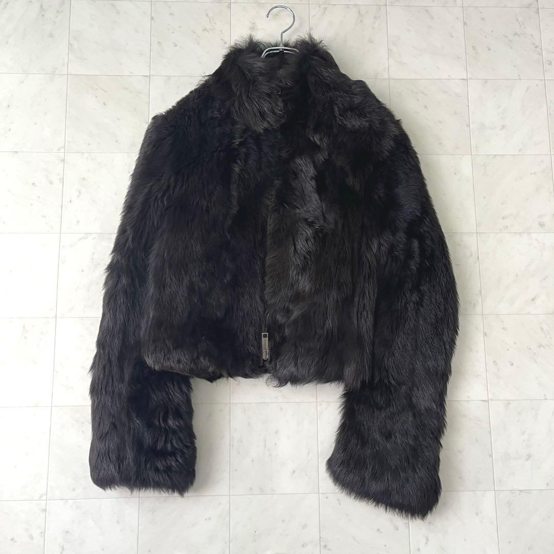 美品♡バーバリー ラムファー ジャケット コート 裏地ロゴ リアルファー US6