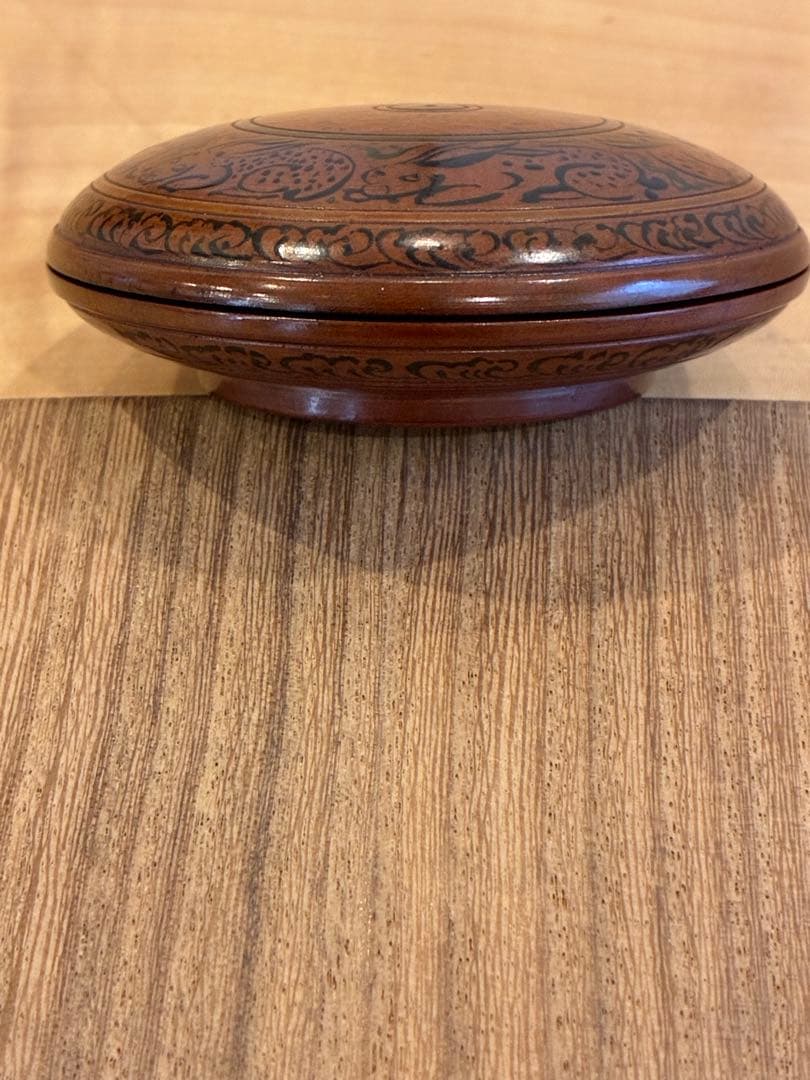 白雲庵 難波仁斎 香合 花兎模様 自作の絵あり