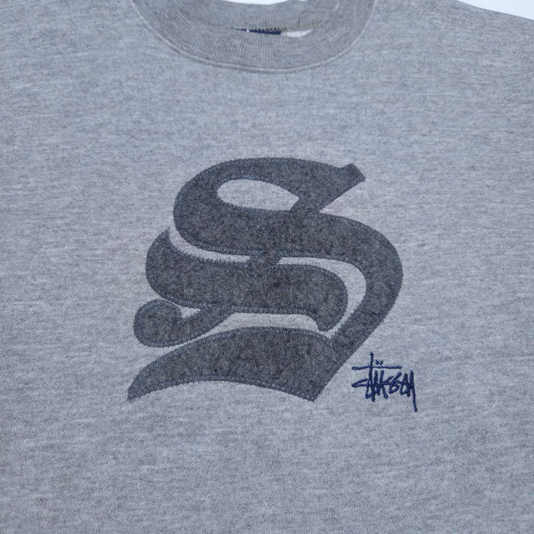 90s STUSSY USA製 ビッグロゴ刺繍スウェット ステューシー