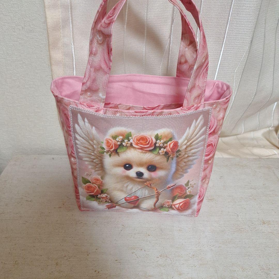 激レアポメラニアンパネル生地　ハンドメイド　ミニバック