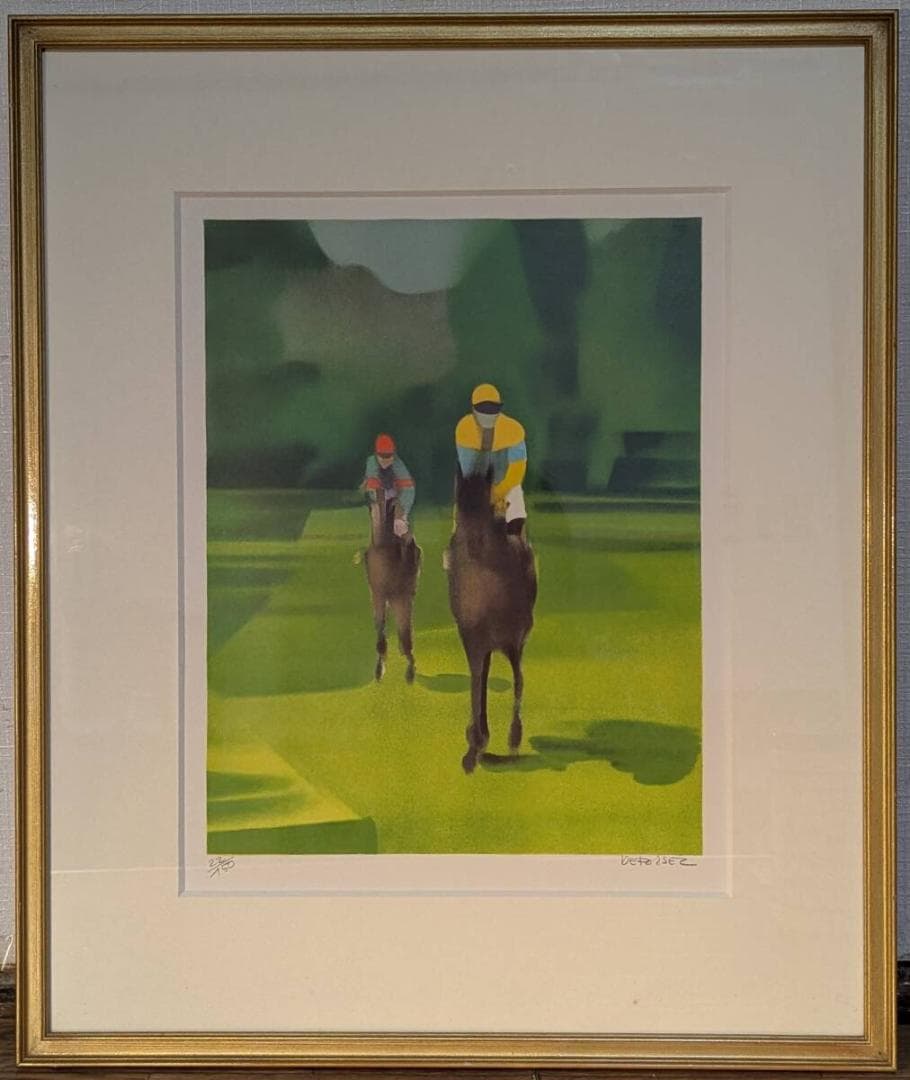 【真作】版画　アルフレッド・デフォセ　リトグラフ　ドービルの競馬場　X11