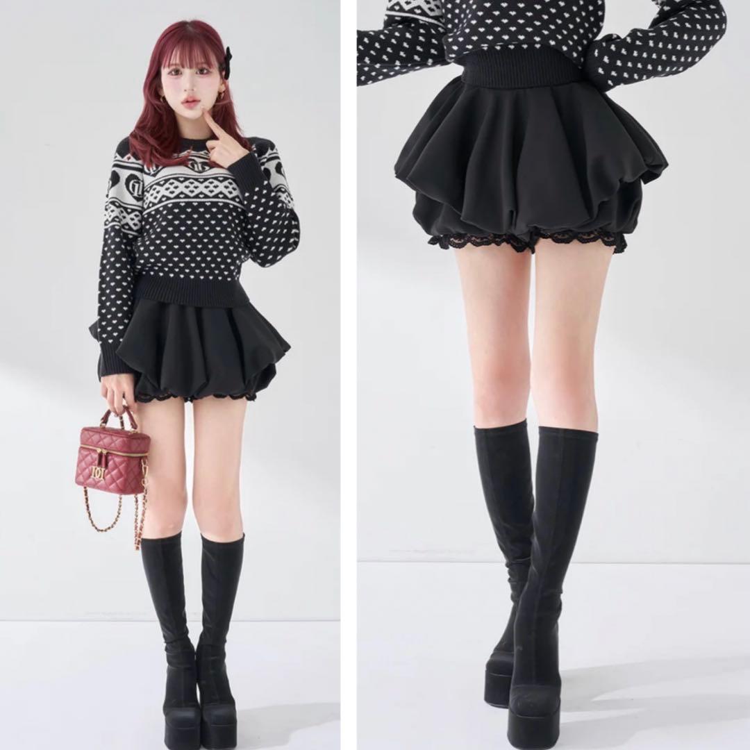 新品・未開封♡Darich♡ボリュームバルーンミニスカート　(BLK・Free)