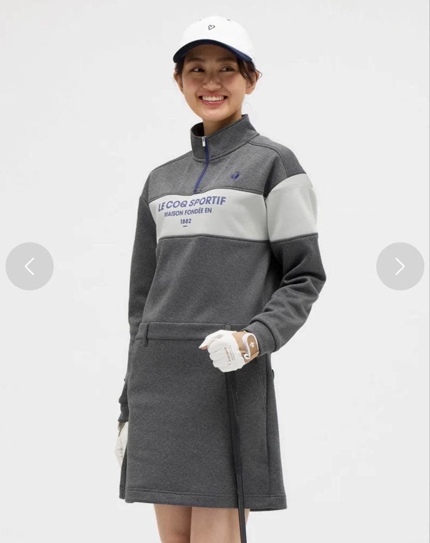LE COQ SPORTIF グレー ハーフジップワンピース　ゴルフ
