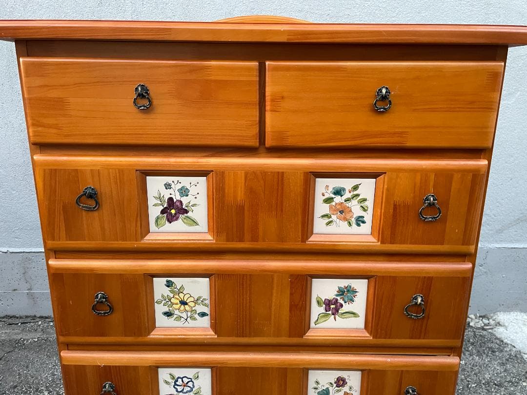 ★ 木製 バレンシア チェスト タイル パイン 箪笥 タンス 北欧 風 引出