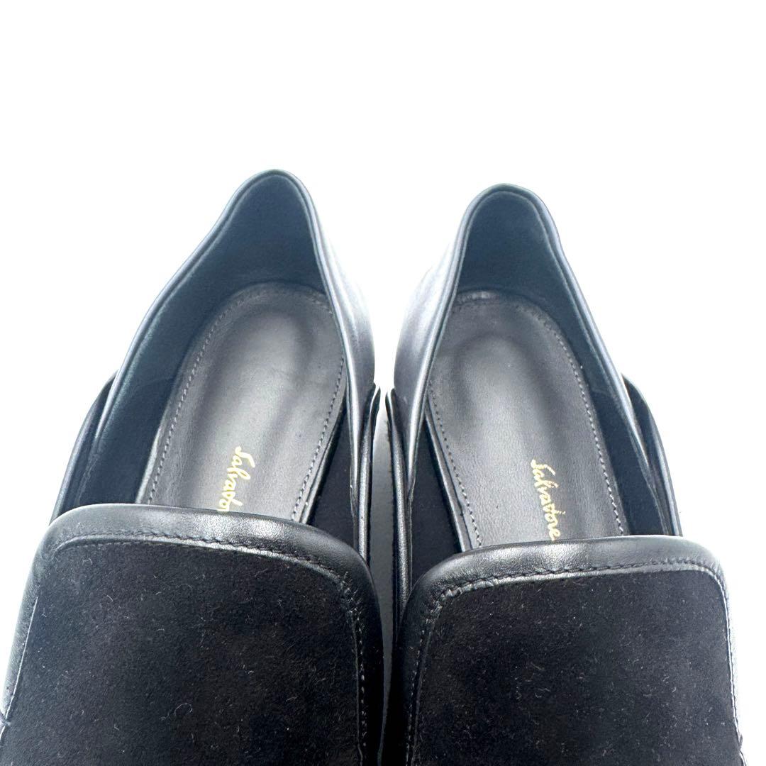 Ferragamo ガンチーニ スエード オペラシューズ ブラック 22cm