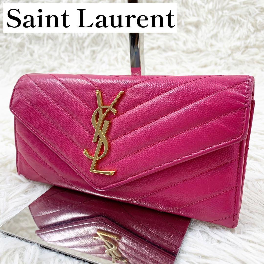 【✨美品✨】サンローラン カサンドラ 長財布 フラップ キルティング ピンク