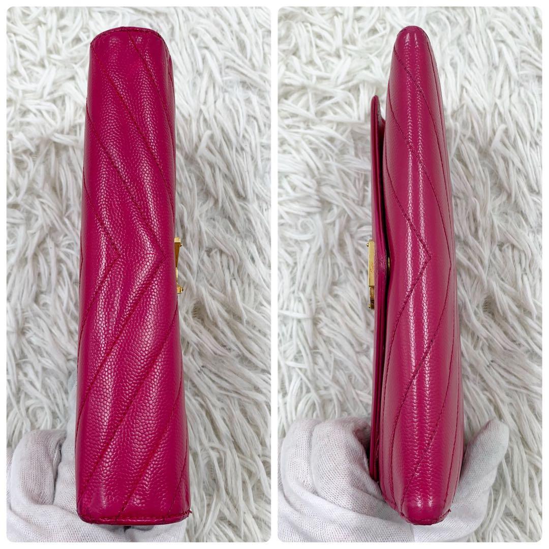 【✨美品✨】サンローラン カサンドラ 長財布 フラップ キルティング ピンク