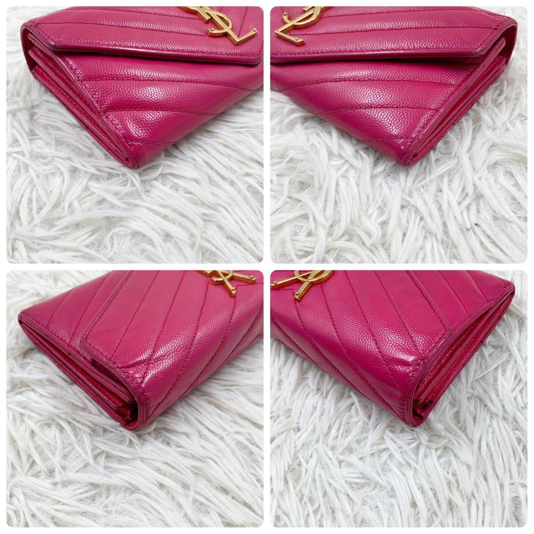 【✨美品✨】サンローラン カサンドラ 長財布 フラップ キルティング ピンク