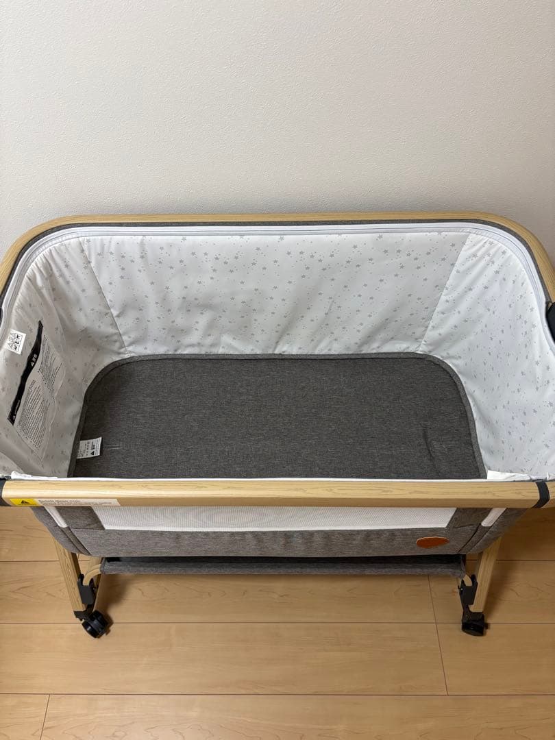 hzdmj 2024 ベビーベッド　ゆりかご　グレー