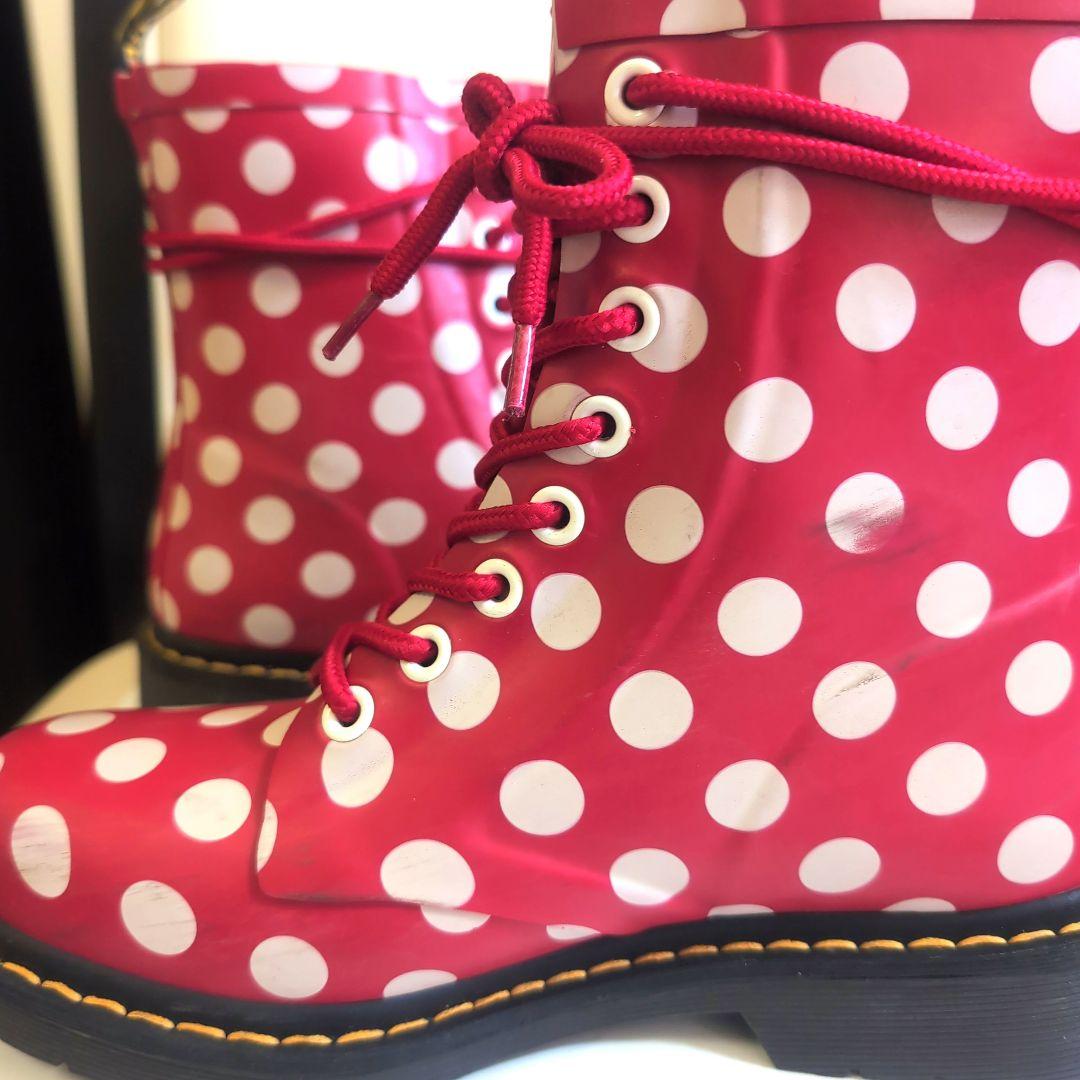 ドクターマチーン　 赤白ドット 8ホールレインブーツ UK5
