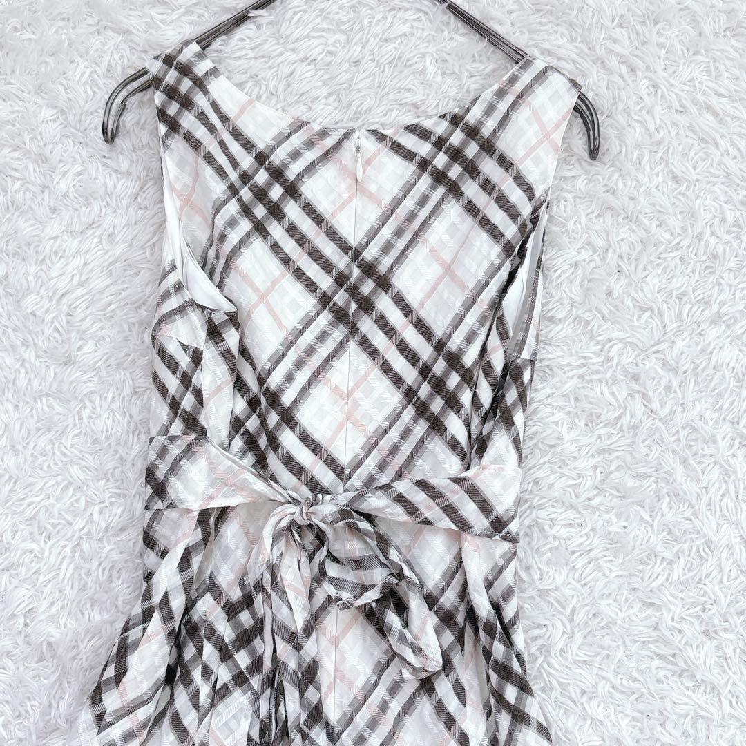 バーバリー ブルーレーベル ノースリーブ ワンピース ノバチェック ラメ糸 36