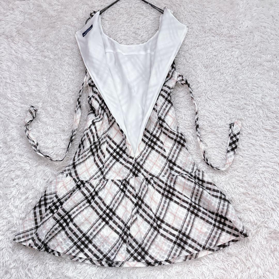 バーバリー ブルーレーベル ノースリーブ ワンピース ノバチェック ラメ糸 36