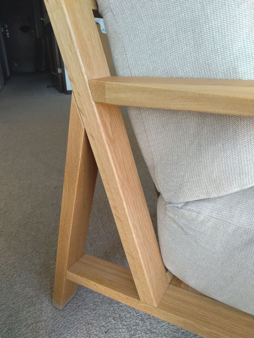 【訳あり美品】MUJI/無印良品 オーク材ソファ2シーター/フェザーコイル/木製