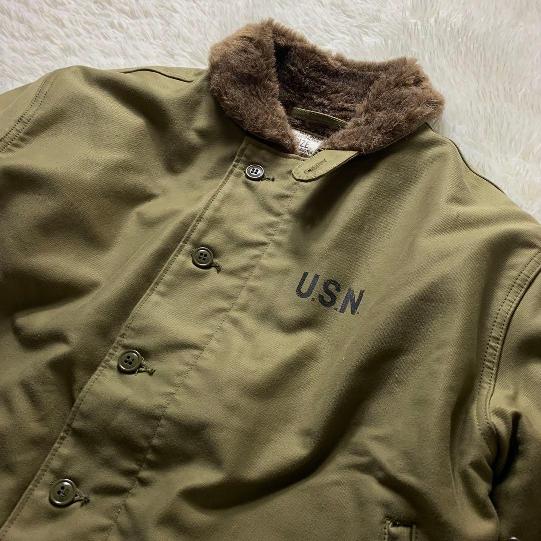 美品■HOUSTON ヒューストン デッキジャケット カーキ 42