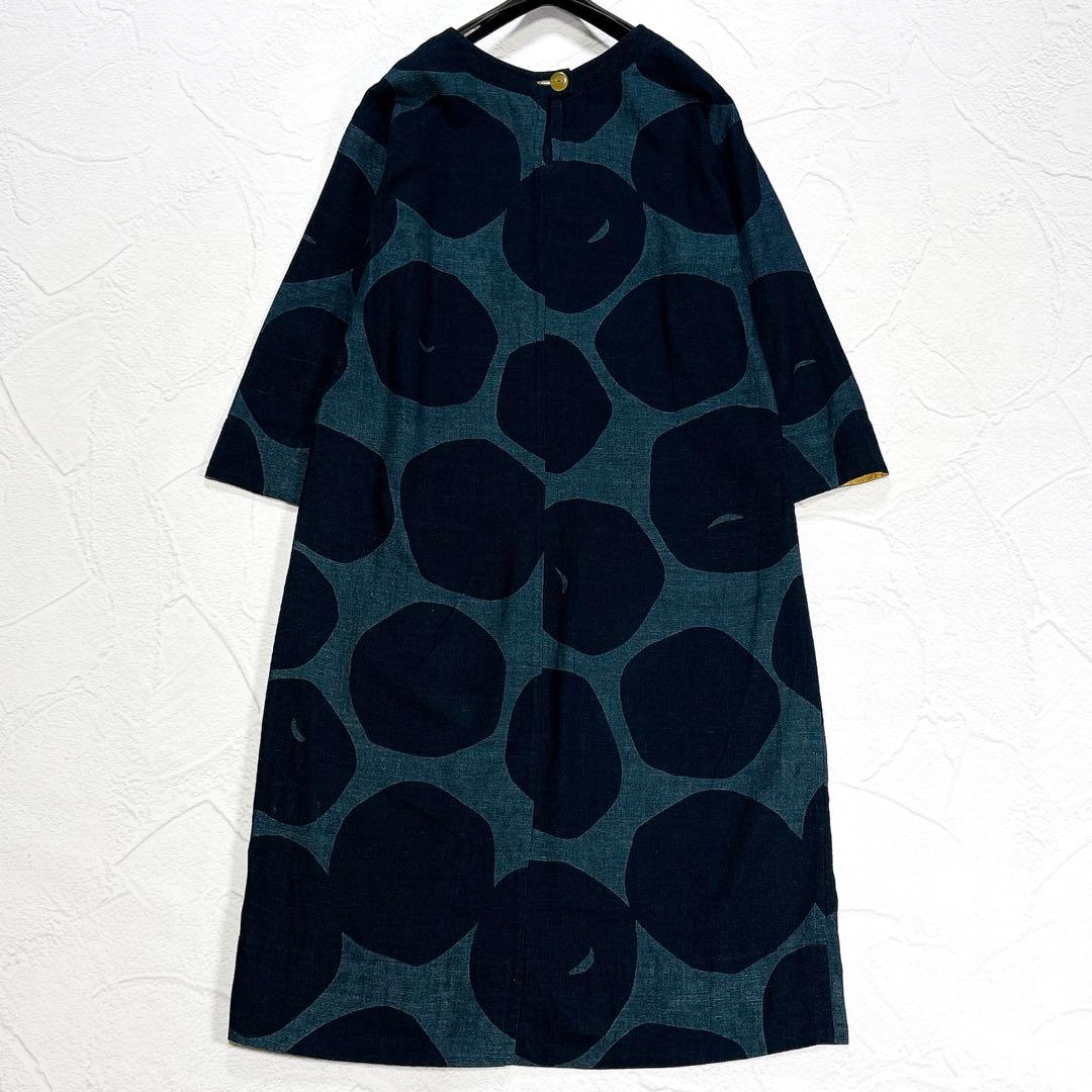 ✨美品✨パラスパレス　藍染め　ロングワンピース　総柄　コットン　日本製　F