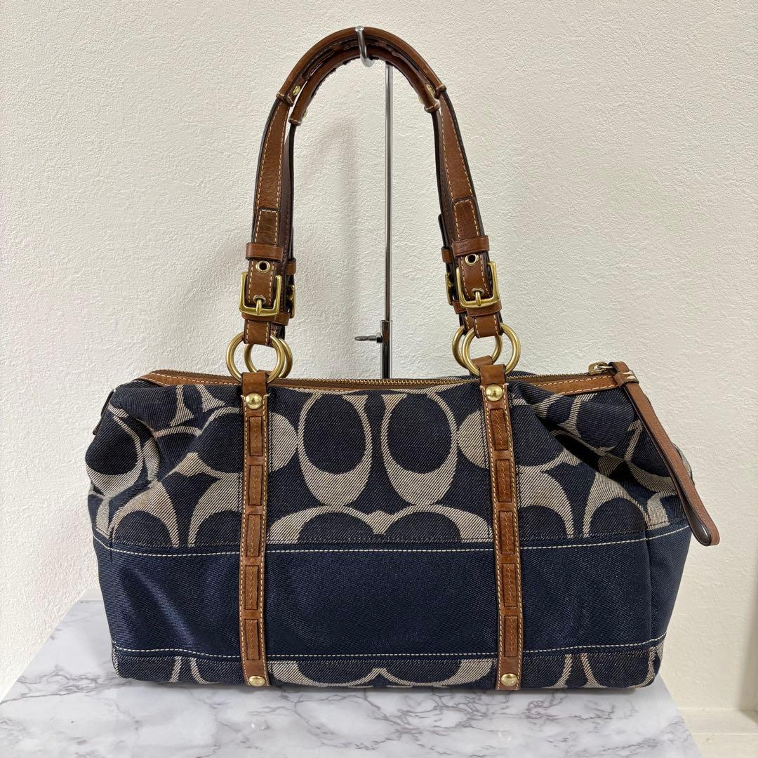 バッグ Coach Signature Denim mini boston bag