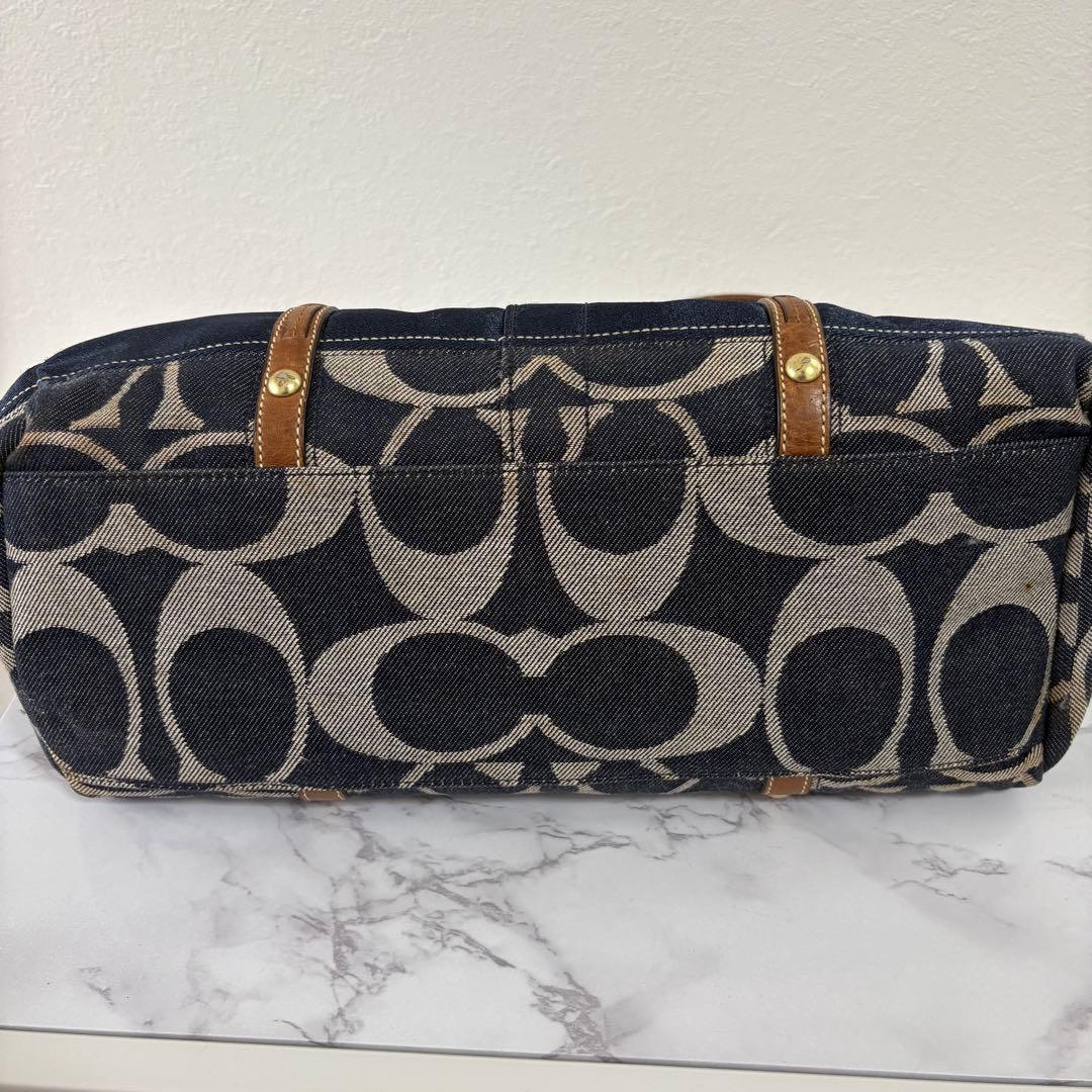 バッグ Coach Signature Denim mini boston bag