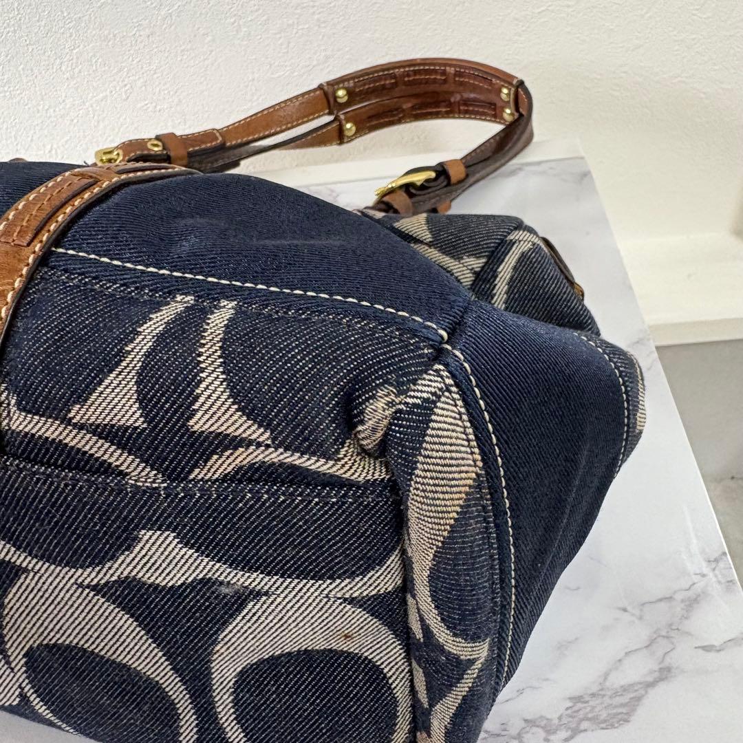 バッグ Coach Signature Denim mini boston bag