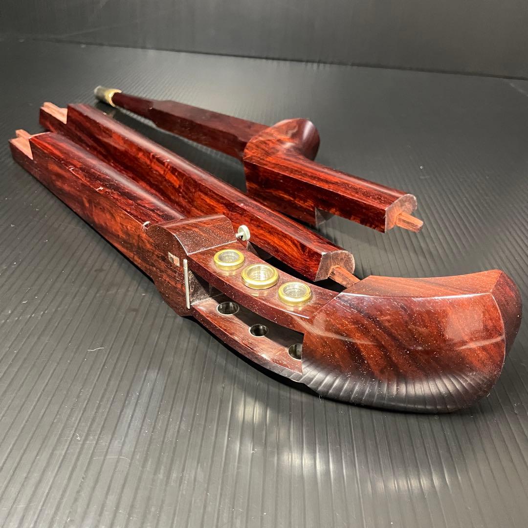 【職人技フルメンテ済み】 津軽三味線 トチ棹 一本溝 紅木 超重量 美品