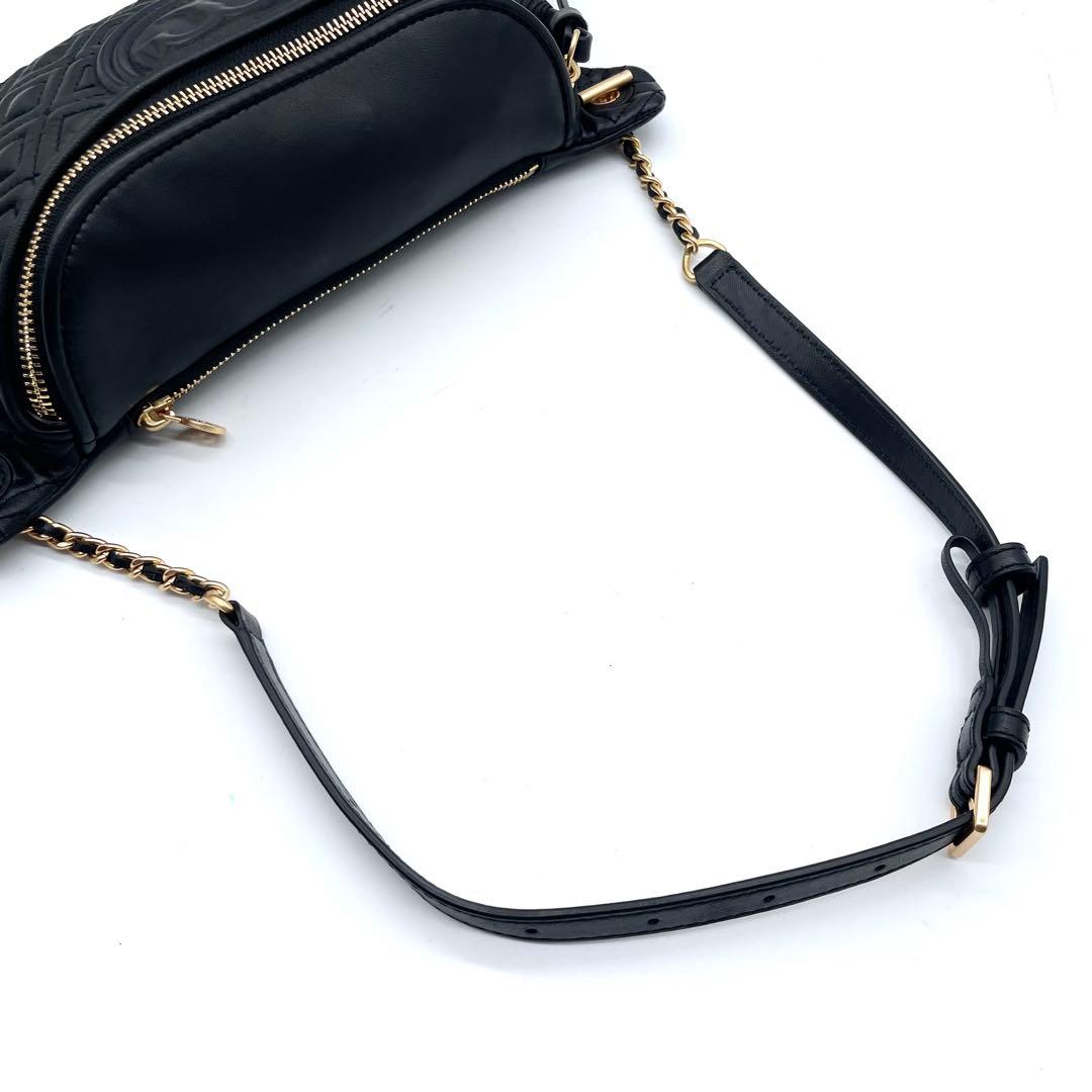 未使用級✨トリーバーチ フレミング ボディバッグ キルティング レザー ブラック