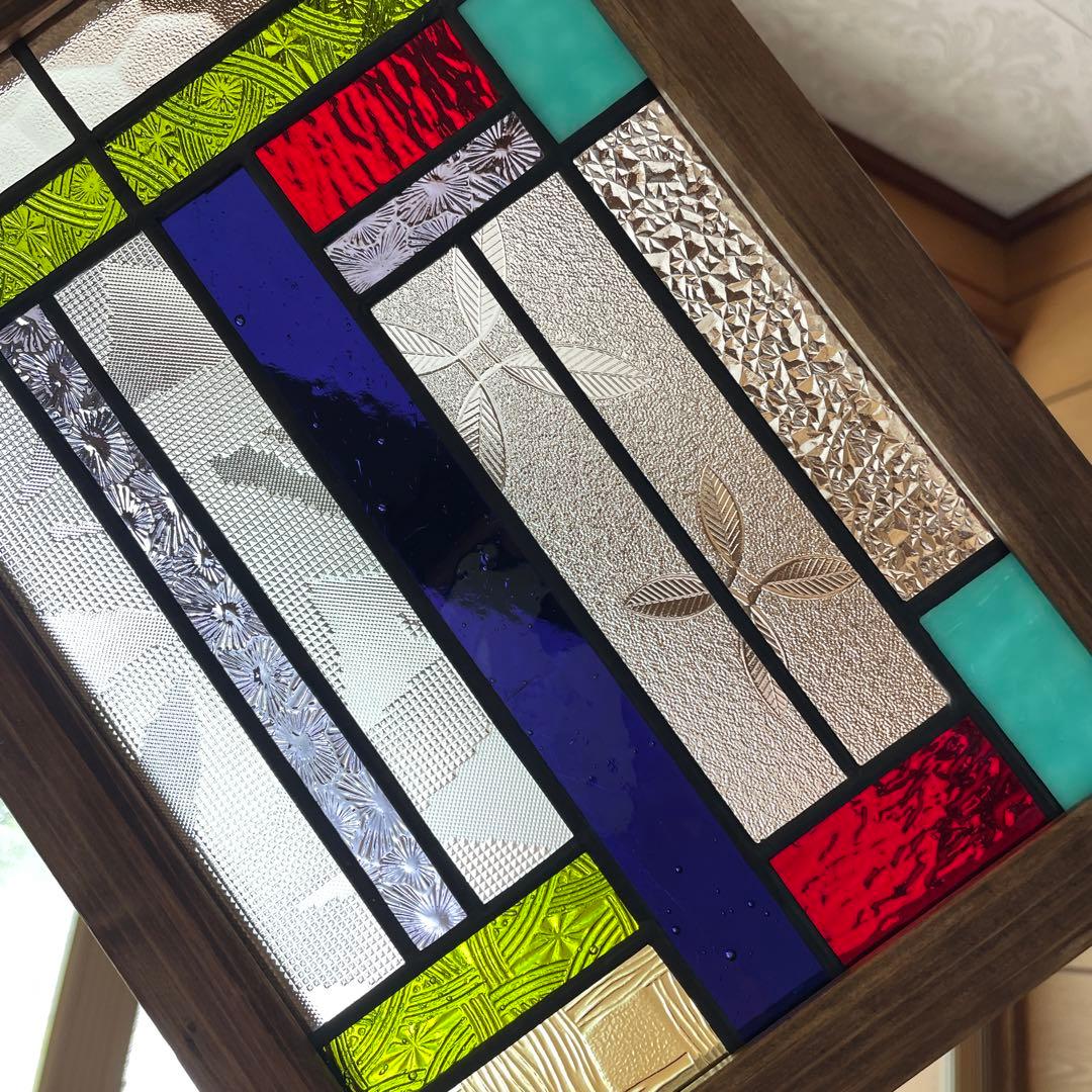 ステンドグラス　パネル　昭和レトロ　ガラス引き戸