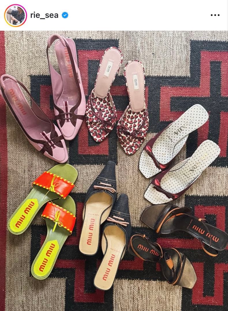 超美品　プラダ　PRADA リップ柄ミュール　90's vintage