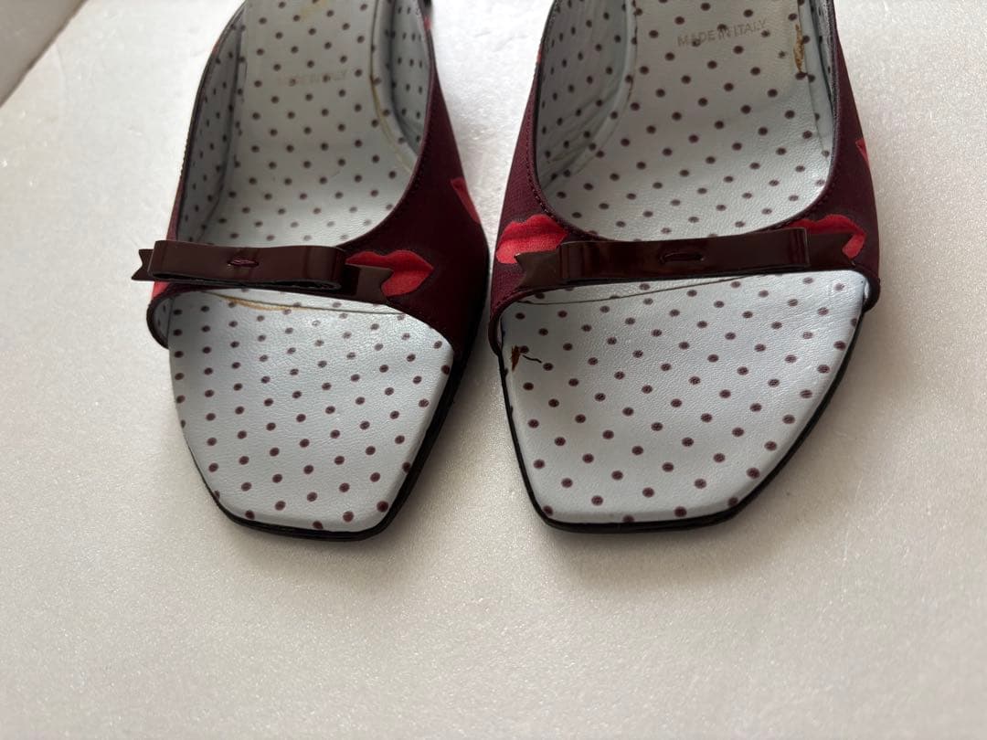 超美品　プラダ　PRADA リップ柄ミュール　90's vintage