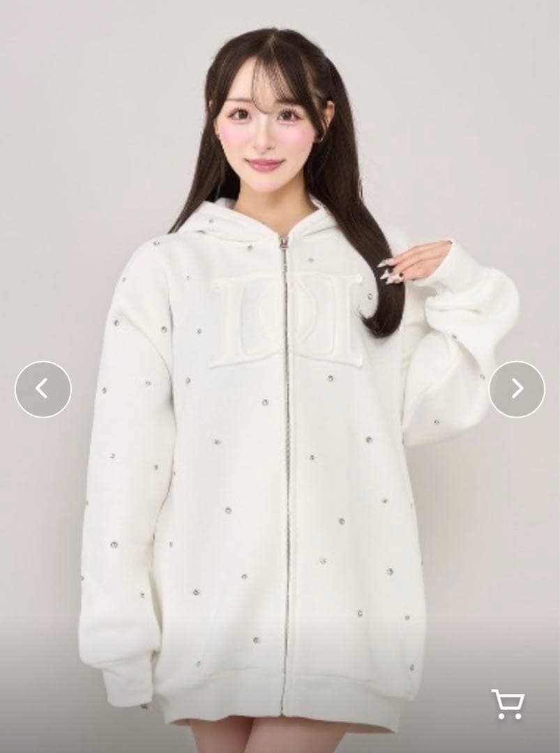 新品　ダーリッチDarich DDロゴビジュージップパーカー　ホワイトF