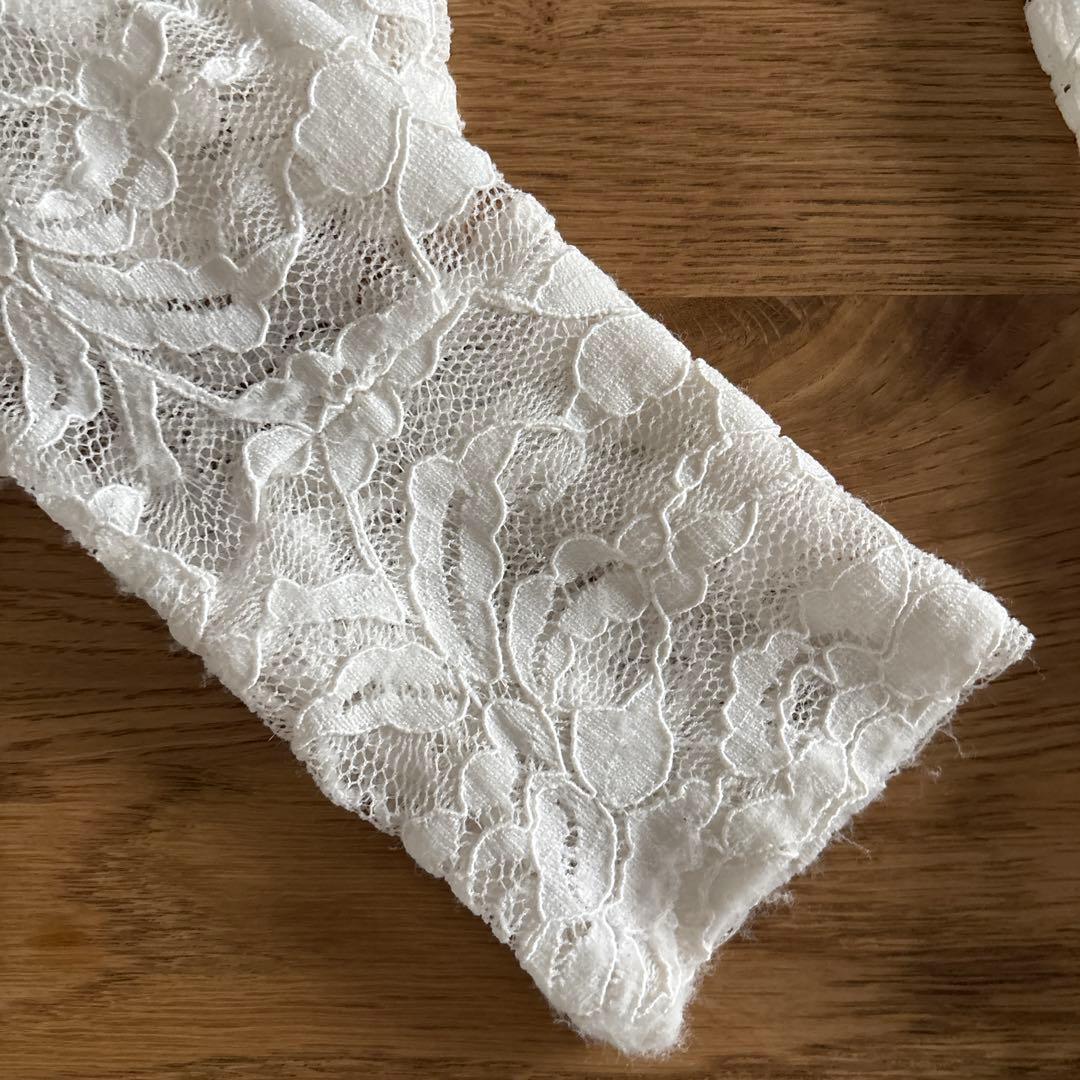 レースレイヤードハイネックトップス　poppy 白