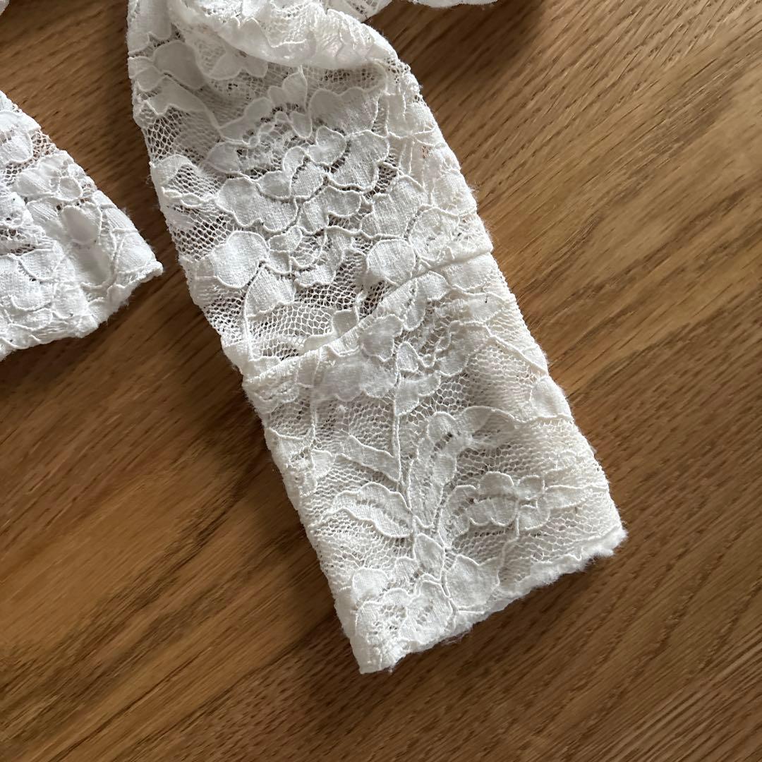 レースレイヤードハイネックトップス　poppy 白