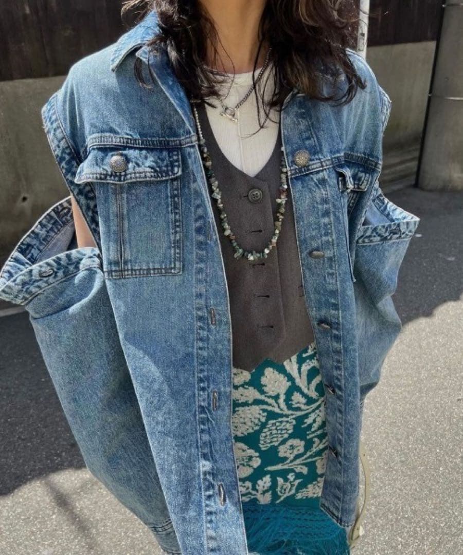 ジャケット・アウター Ameri DETACHABLE SLEEVE DENIM SHIRT