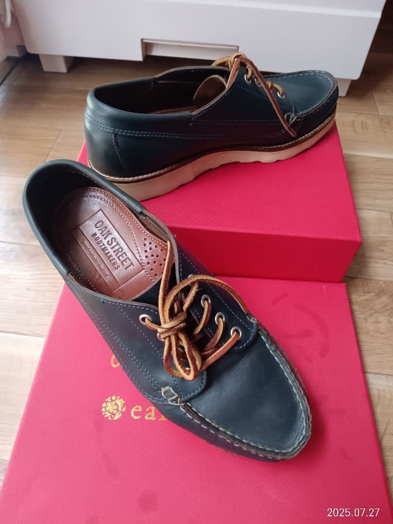 アメリカ製オークストリートブーツメーカーズ本革ネイビー8.5D26.5cm 中古