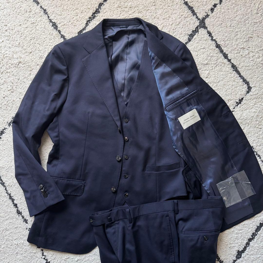 ユニバーサルランゲージ　カノニコ　スーツ　セットアップ　スリーピース　ネイビー
