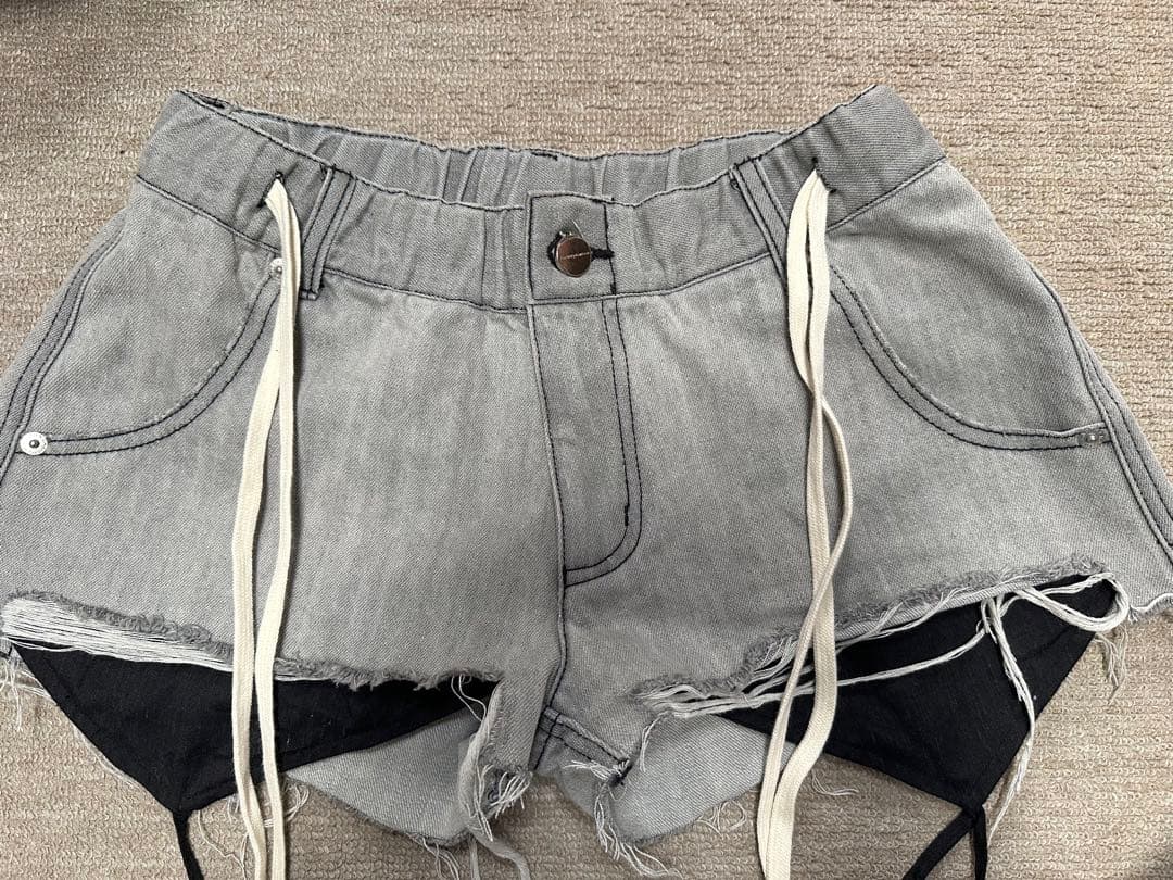 パンツ theredthread S garter denim shorts