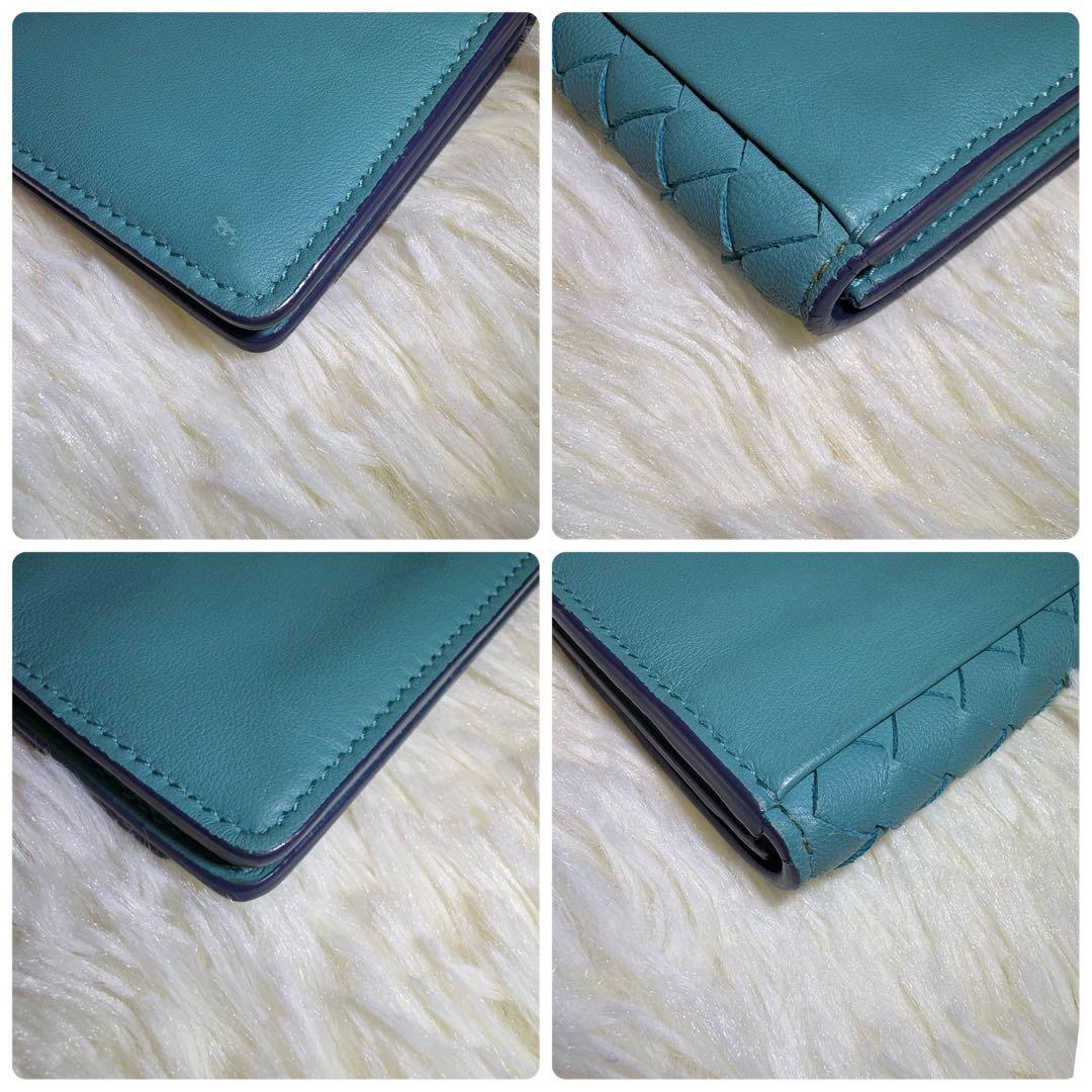 美品 BOTTEGA VENETA イントレチャート 名刺入れ ブルー 系