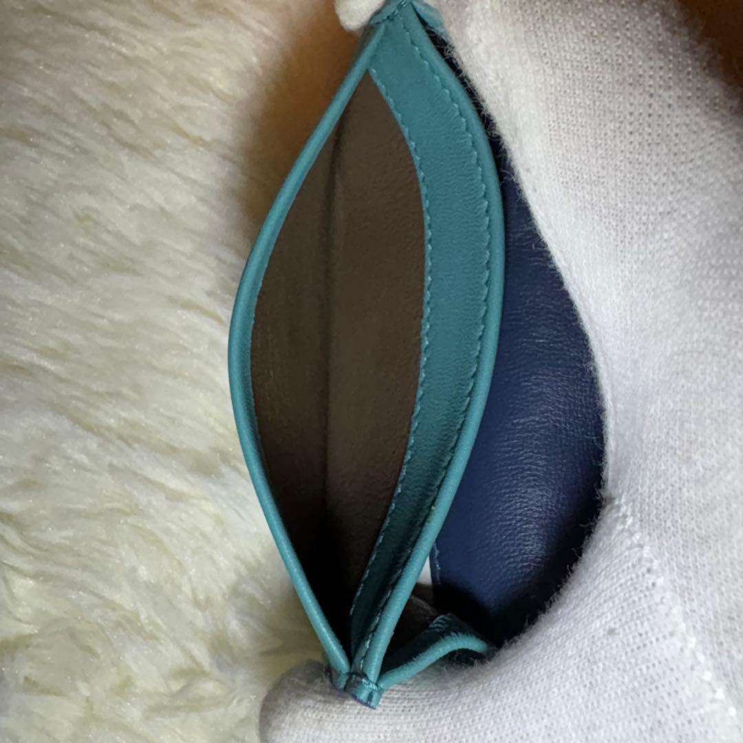 美品 BOTTEGA VENETA イントレチャート 名刺入れ ブルー 系