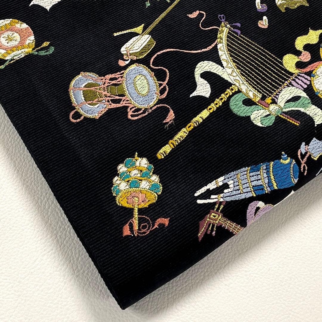 帯5956 ●山下織物謹製 高級 正絹 雅楽器集め 六通 袋帯