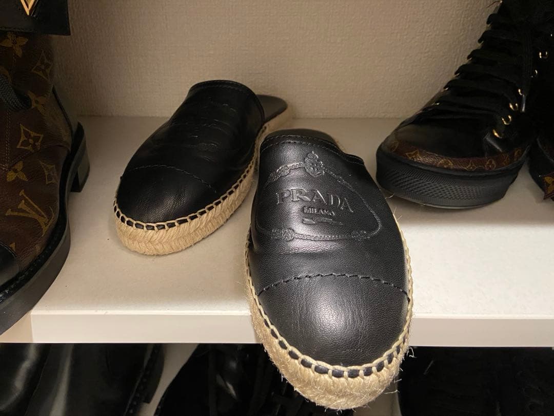 PRADA ブラック エスパドリーユ サンダル