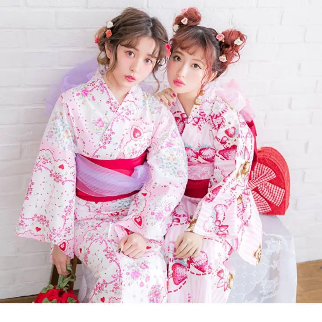 DearMyLove夢展望＊くまストロベリーの浴衣・帯セット ロリータ 量産型