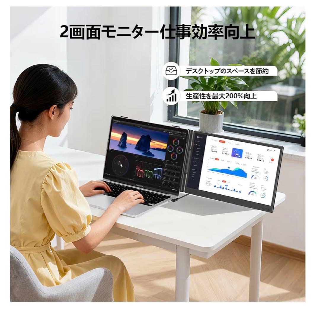 モバイルモニター 14インチ FHD 軽量 薄型 クリップ式 226°回転