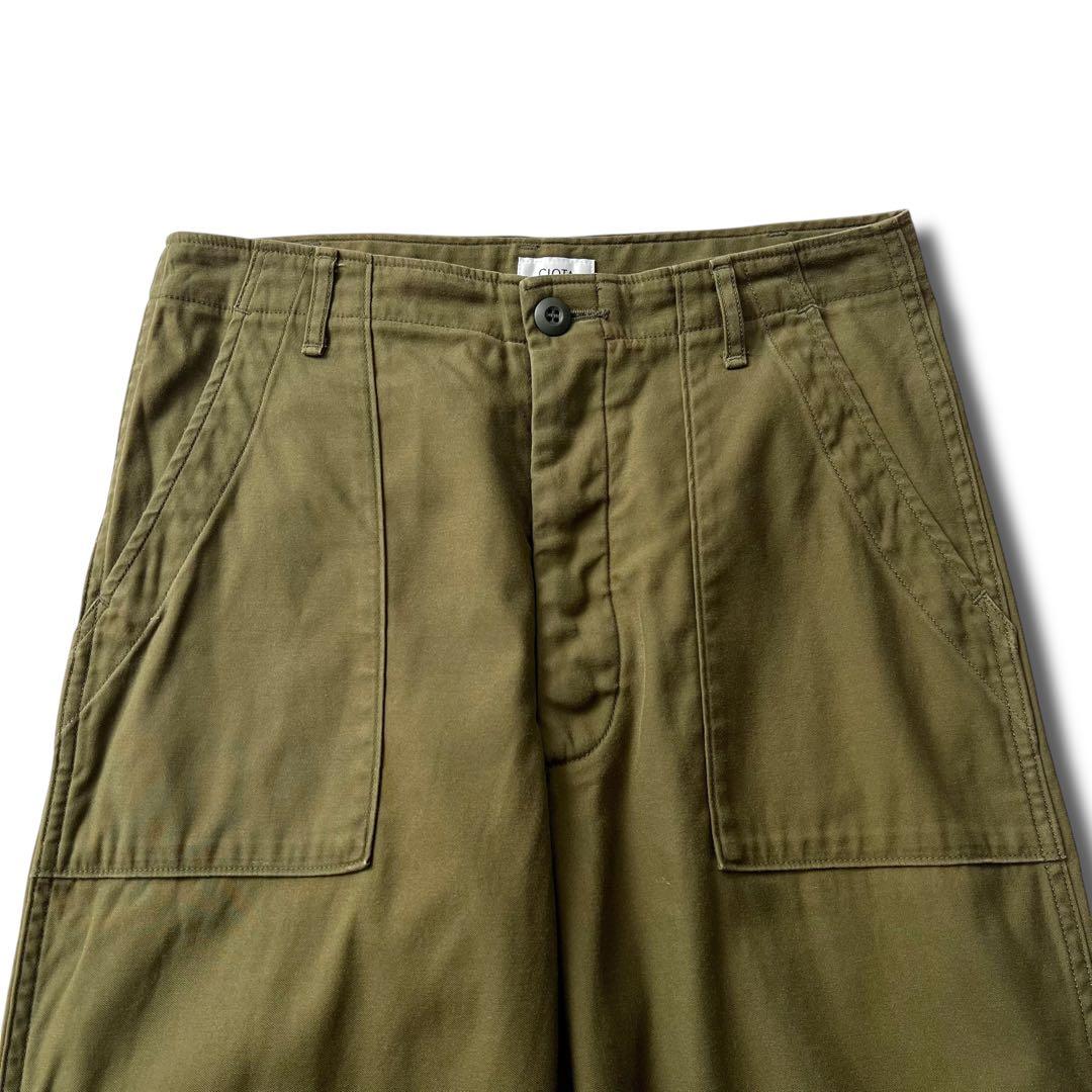 CIOTA スビンコットン バックサテン ベイカー パンツ 3 カーキ