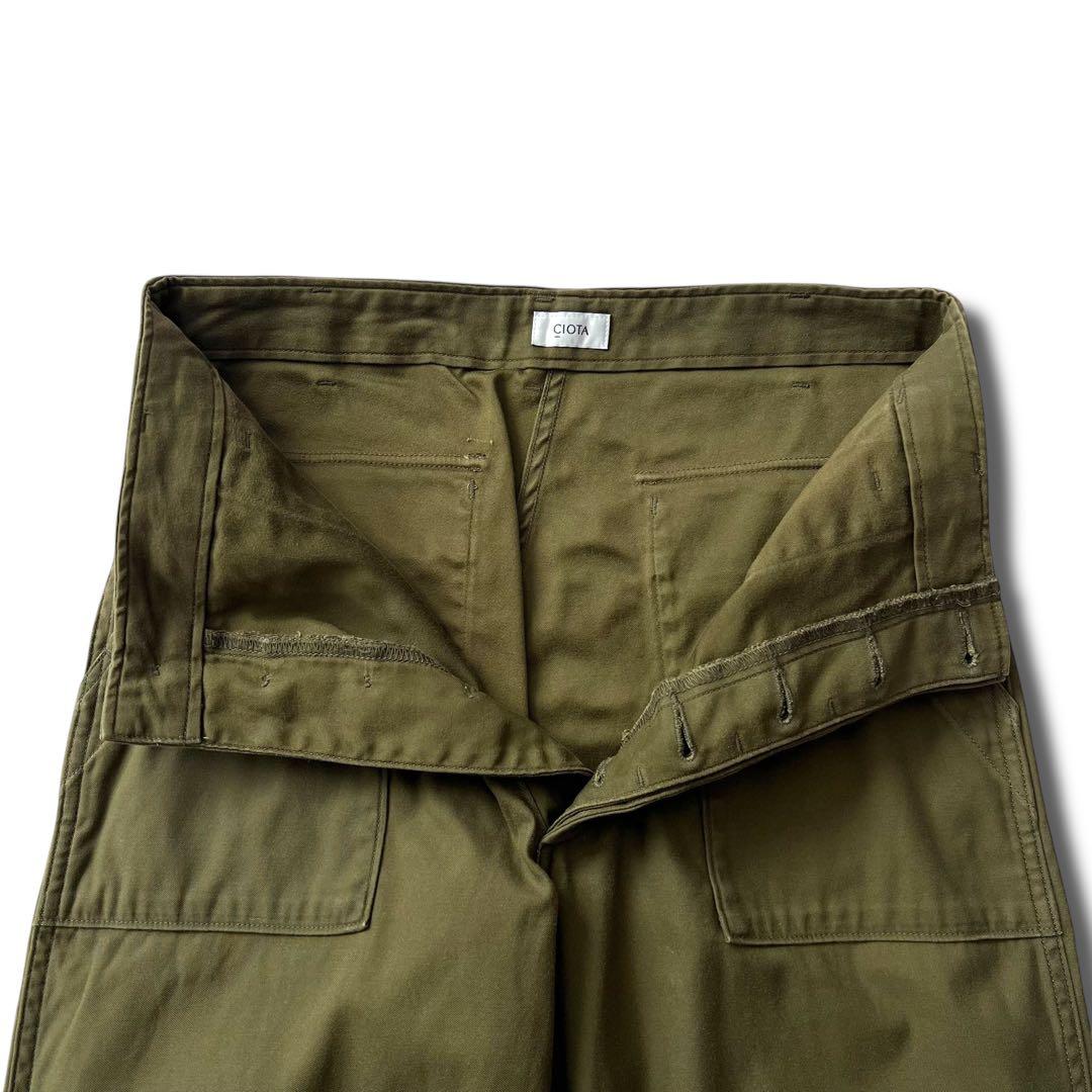 CIOTA スビンコットン バックサテン ベイカー パンツ 3 カーキ