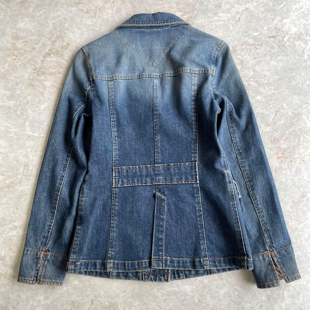 BURBERRY BLUE LABEL ユーズド加工 チェック デニムジャケット