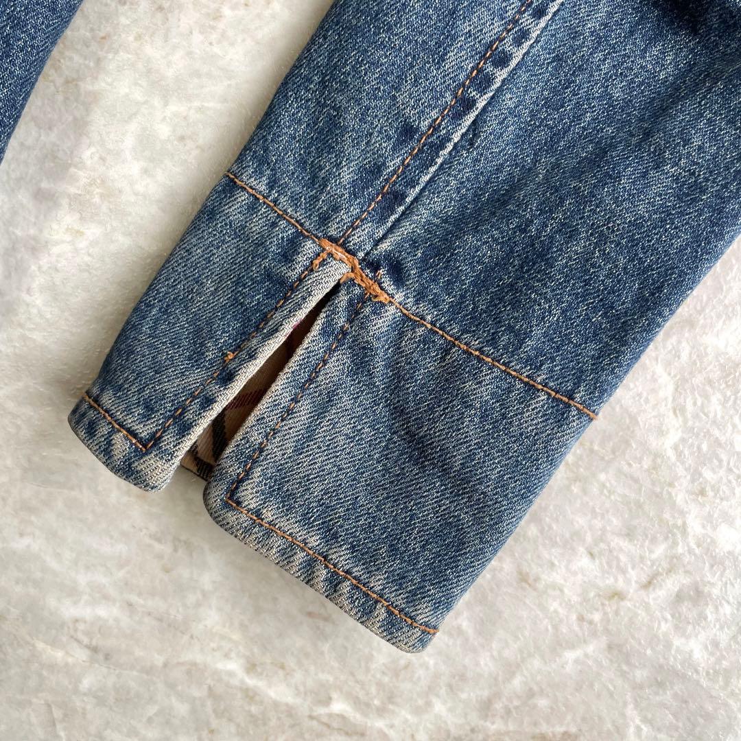 BURBERRY BLUE LABEL ユーズド加工 チェック デニムジャケット