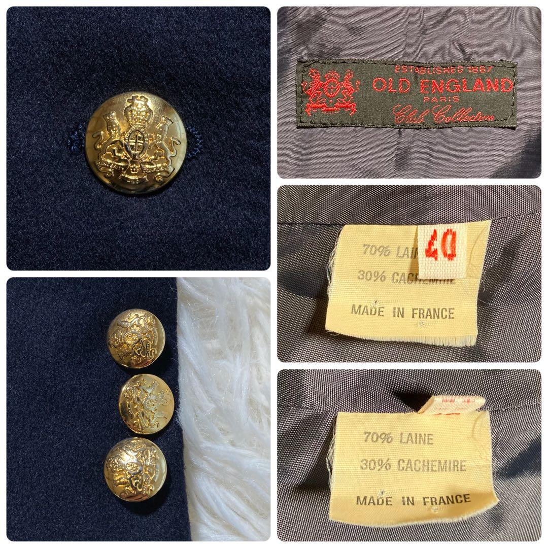 極美品 オールドイングランド ウール カシミヤ 紺ブレ 金ボタン テーラード
