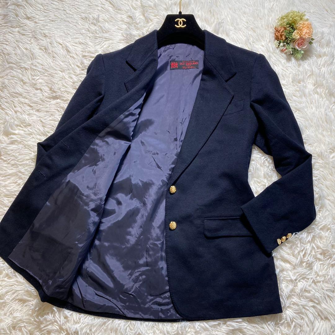 極美品 オールドイングランド ウール カシミヤ 紺ブレ 金ボタン テーラード