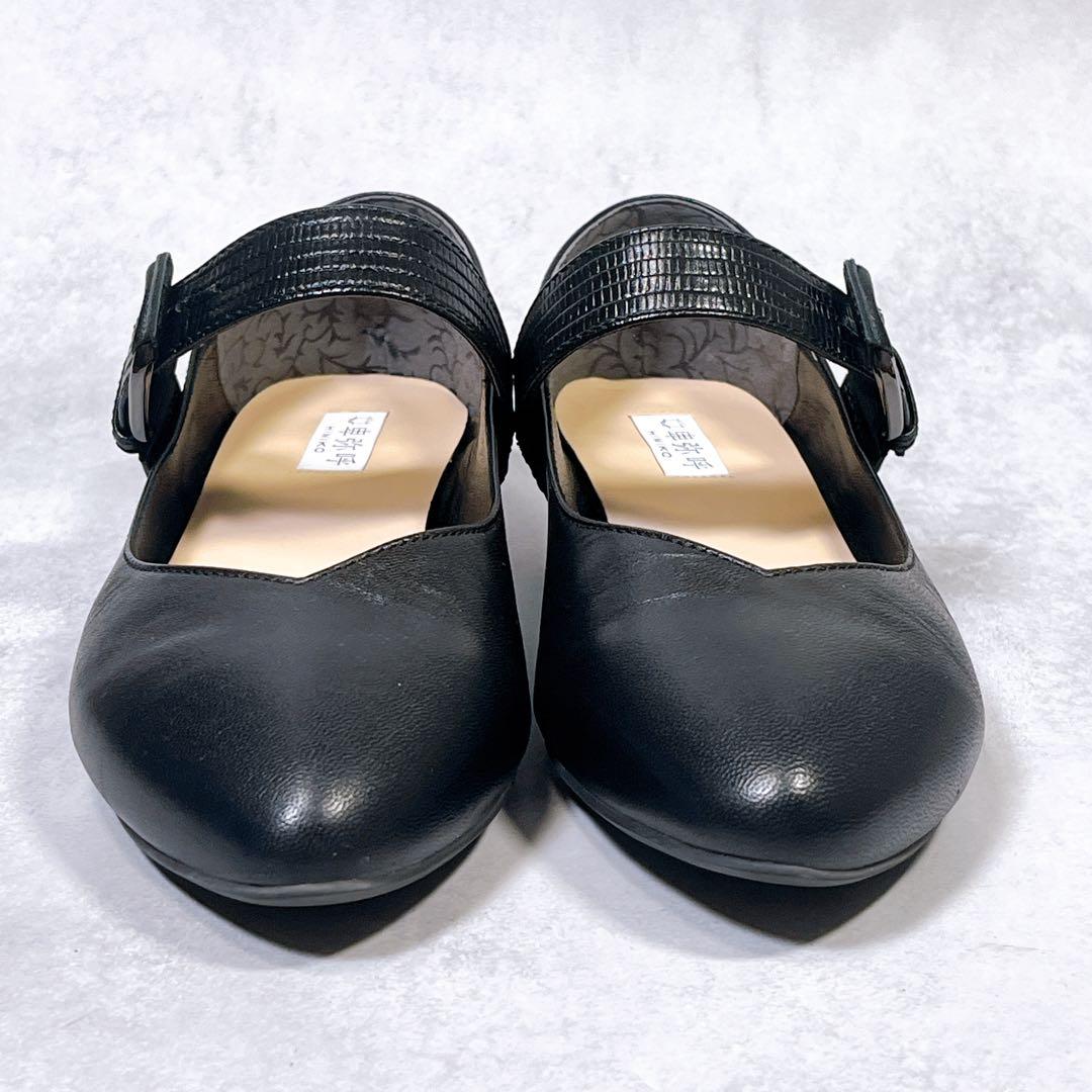 ☆美品☆【ヒミコ】パンプス (24.5) 2WAYベルトデザインバブーシュ　黒